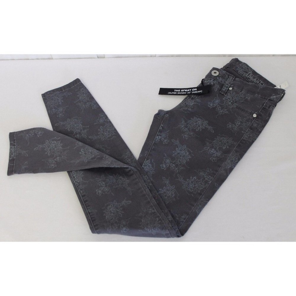 MADEWELL [blanknyc] THUNDER FLORAL PRINTED SKINNY JEANS GREY SIZE 25 NWT 22428